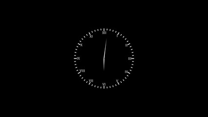 Moving 12-hour roman clock animation loop. roman wall clock with Latin numeral .Fast time analog clock face with transparent background. - Powered by Adobe