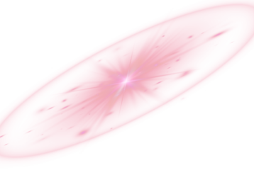 Pink glowing galaxy with a bright center, soft pink dust, and a circular halo, isolated on a transparent PNG background. Abstract light effect element for overlays and design.