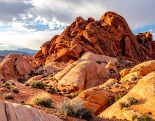 Red Rock Landscape at Sunset.