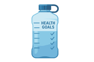 Reusable water bottle with health goals tracking and hydration progress markers