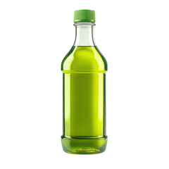 Green liquid in glass bottle isolated on transparent background