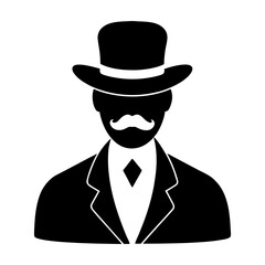 Gentleman Profile Icon &ndash; Vintage Silhouette on White.