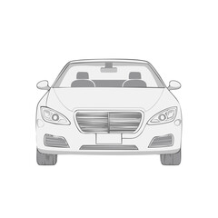 Naklejka premium Front View Illustration of a Modern Sedan Car with Detailed Grille and Headlights