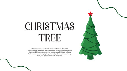 Festive Christmas tree with bright red star and elegant string lights, a cheerful holiday design perfect for seasonal greetings and joyous celebration themes