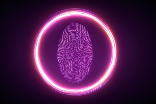 A purple circle with a fingerprint in the center