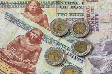 Egyptian paper money in the category of 200 pounds. Egypt pound bills, buying, selling, money