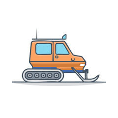 Fototapeta premium Illustration of a cartoon snowcat vehicle with tracks and a ski