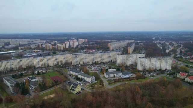Miasto Jastrzębie-Zdr&oacute;j na Śląsku w Polsce. Panorama z lotu ptaka jesienią.