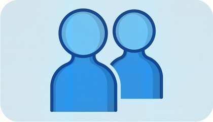 Two abstract figures interacting on a blue background
