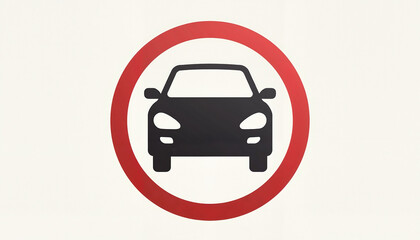 Prohibited vehicle traffic sign in red circle
