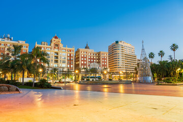 Plaza de la Marina at dawn in Malaga. Spain