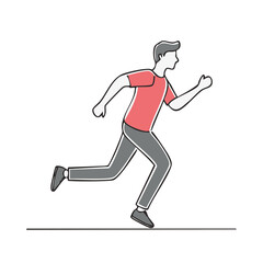 Stylized man running fast in profile simple modern line art illustration