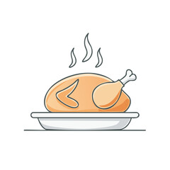 Golden Roasted Whole Chicken on Serving Platter With Steam Rising Up