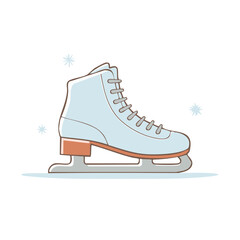 Light blue figure ice skate with laces and grey blade detailed cartoon illustration for winter sport