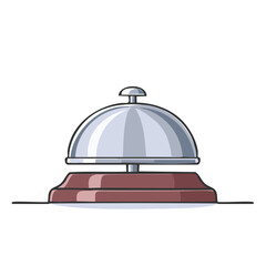 Vector illustration of a classic hotel reception service bell on a wooden base