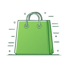 Green Shopping Bag Illustration. Retail, consumerism and buying concept.