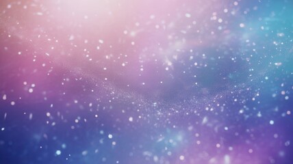 Abstract shimmering bokeh lights in pastel pink purple and blue cosmic nebula background