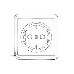 European electrical wall socket outline simple drawing clean line art