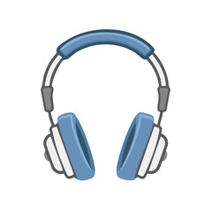 Blue and White Headphones Musical Equipment Listening Device
