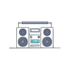 Retro Boombox Vector Illustration, Portable Stereo Radio, Music, Audio Equipment