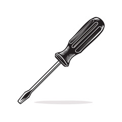 Classic flathead screwdriver tool vector illustration for construction and repair work