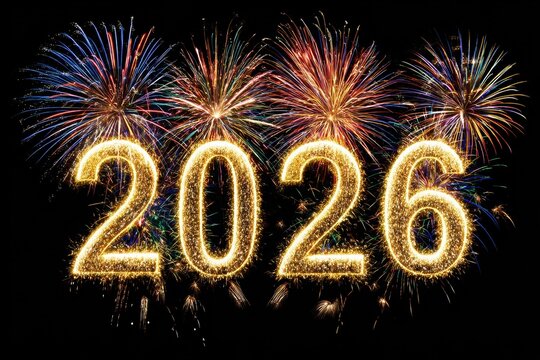 A fireworks display with the numbers 20 and 26 in the middle