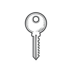Simple Outlined Key Design Illustration Security and Access Single Object