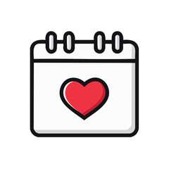 Calendar icon with heart symbol date reminder for wedding anniversary or Valentines day