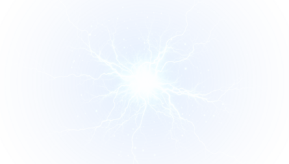 Powerful lightning arc PNG overlay showing intense electric discharge with crisp motion trails, ideal for enhancing dramatic sci‑fi or weather visuals.