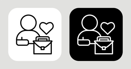 Love Your Work Icon In Black and White Line Style