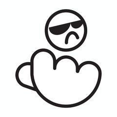 get out, step aside symbol, thumb, vector illustration 