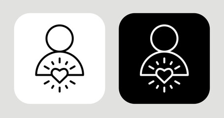 Passion Radiance Icon In Black and White Line Style