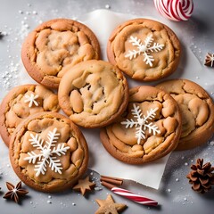 Festive Holiday Cookies with Frosting Snowflakes