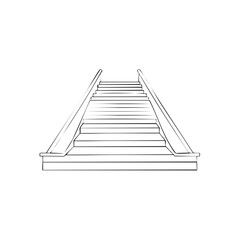 Simple Line Drawing of Outdoor Staircase with Handrails Leading Upwards