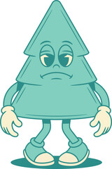 Tired sad green fir tree cartoon character comic contoured vector flat illustration. Upset unhappy funky Christmas spruce natural plant mascot no powers tiredness emotion personage
