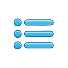 Obraz premium Minimalist blue menu list element with three options icon on white background.