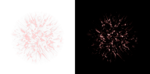 Red fireworks burst against a black backdrop, creating a striking