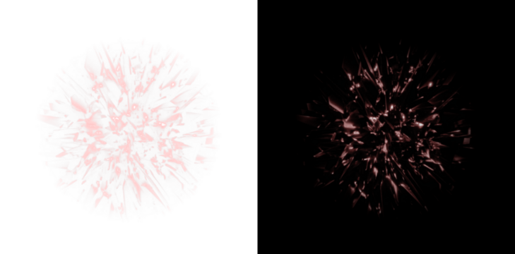 Red fireworks burst against a black backdrop, creating a striking