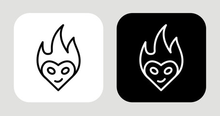 Identity Flame Icon In Black and White Line Style