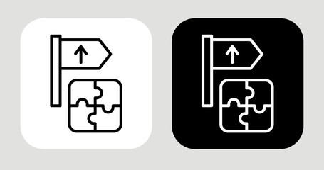 Strategic Fit Icon In Black and White Line Style