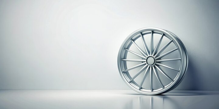 A Single, Sleek Metallic Wheel Against a Minimalist Background, Representing Speed, Precision, and Modern Design