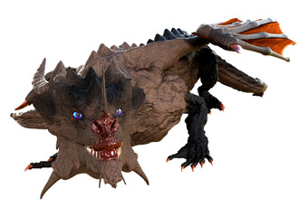 3D Rendering Fairy Tale Dragon on White