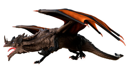 3D Rendering Fairy Tale Dragon on White