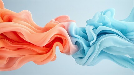 An abstract image of two streams of colorful fabric flowing against a light background.