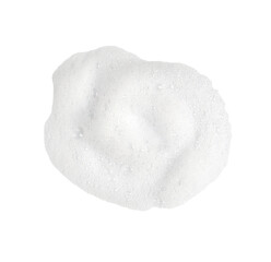 top view liquid white foam soap, shampoo, or shower gel. Abstract bubbles. isolated on white background. Clean concept, cosmetic visuals for a suds product. realistic soap texture with detailed bubble