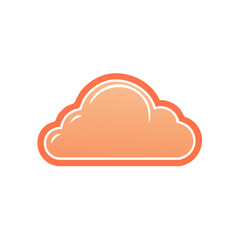 Fototapeta premium Orange cloud icon with a white border and subtle gradient fill, isolated on white background