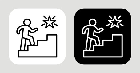 Stair to Star Icon In Black and White Line Style