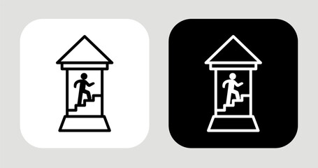 Rise Tower Icon In Black and White Line Style