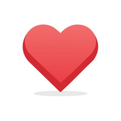 Volumetric Red Heart Symbol of Love and Affection with a Soft Shadow