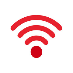 Red Wi-Fi Symbol Illustrating Wireless Internet Connection and Signal Strength